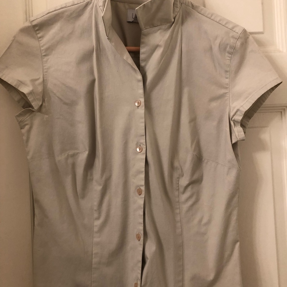 Ann Taylor Loft short sleeve button up top.